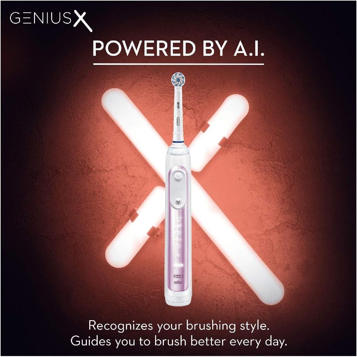 Oral-B Genius X Electric Toothbrush Blush Pink Floral Grandeur Powered By Braun