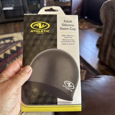 Adult Silicone Swim Cap Black Athletic Works AWX22009
