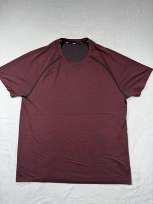 Rhone Reign Tech Shirt Mens L Maroon Red Mesh Short Sleeve Gym Training