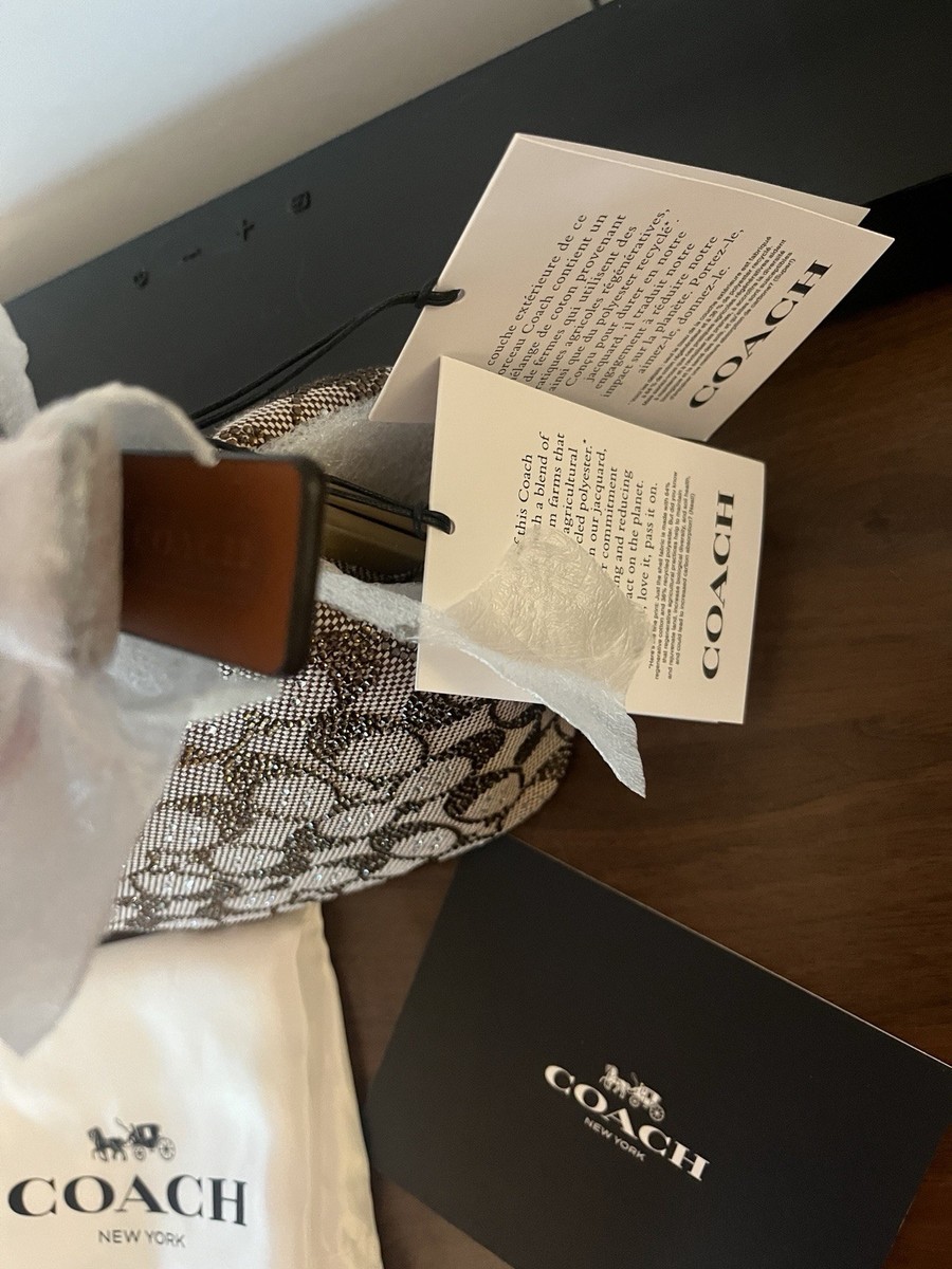 Coach Kisslock Frame Bag 16 Crystal Signature Jacquard CCC53