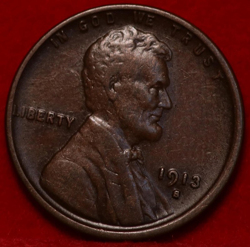 1913-S San Francisco Mint Copper Lincoln Wheat Cent