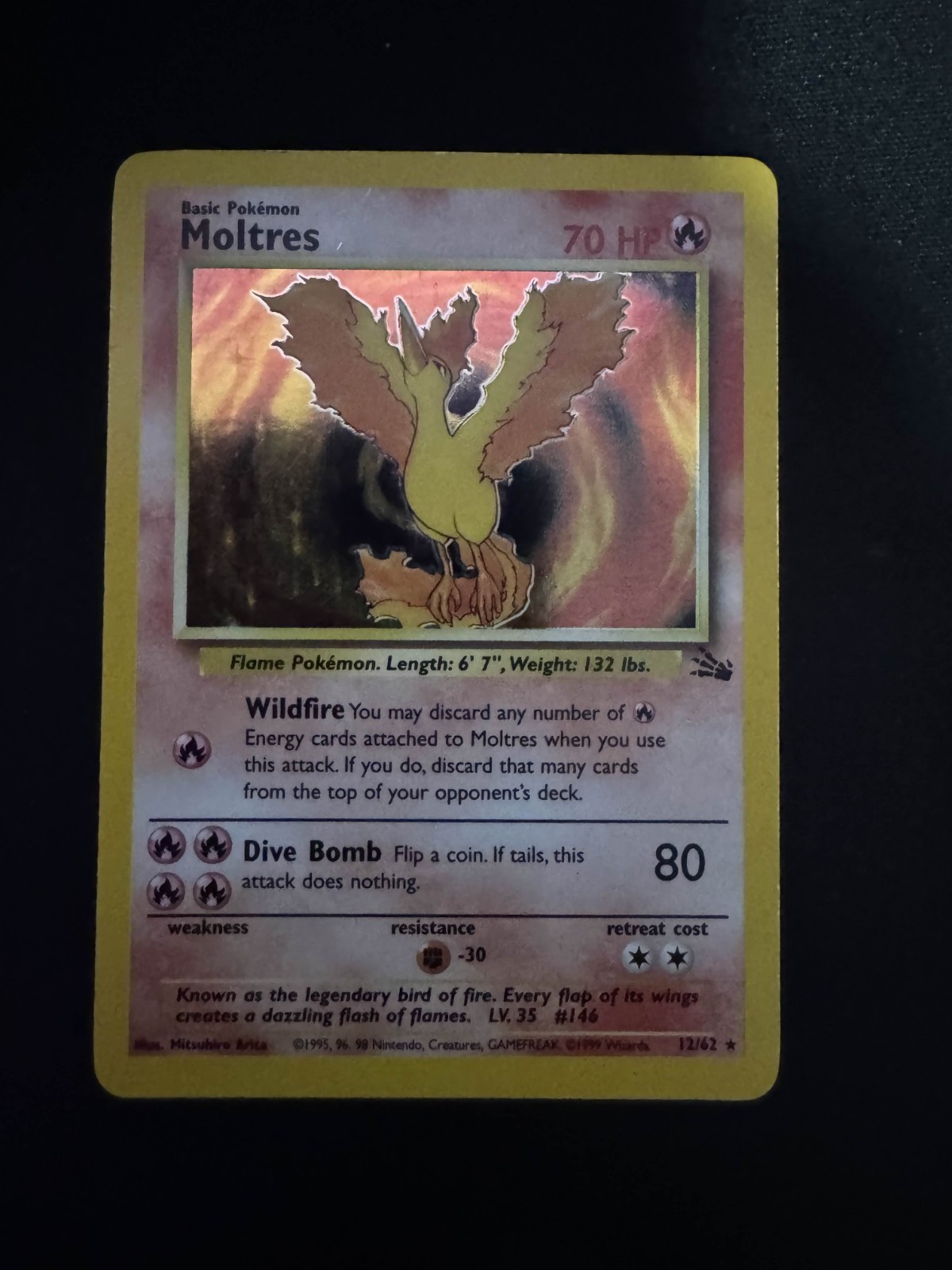 Moltres 12/62 Fossil Holo - NEAR MINT