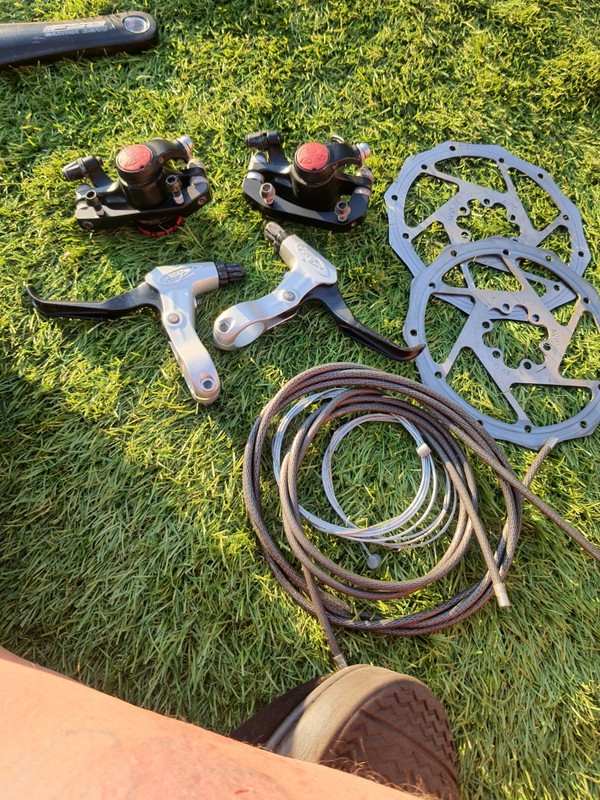 Avid BB5 Mechanical Disc Brake Calipers And Avid levers rotors cables and bolts