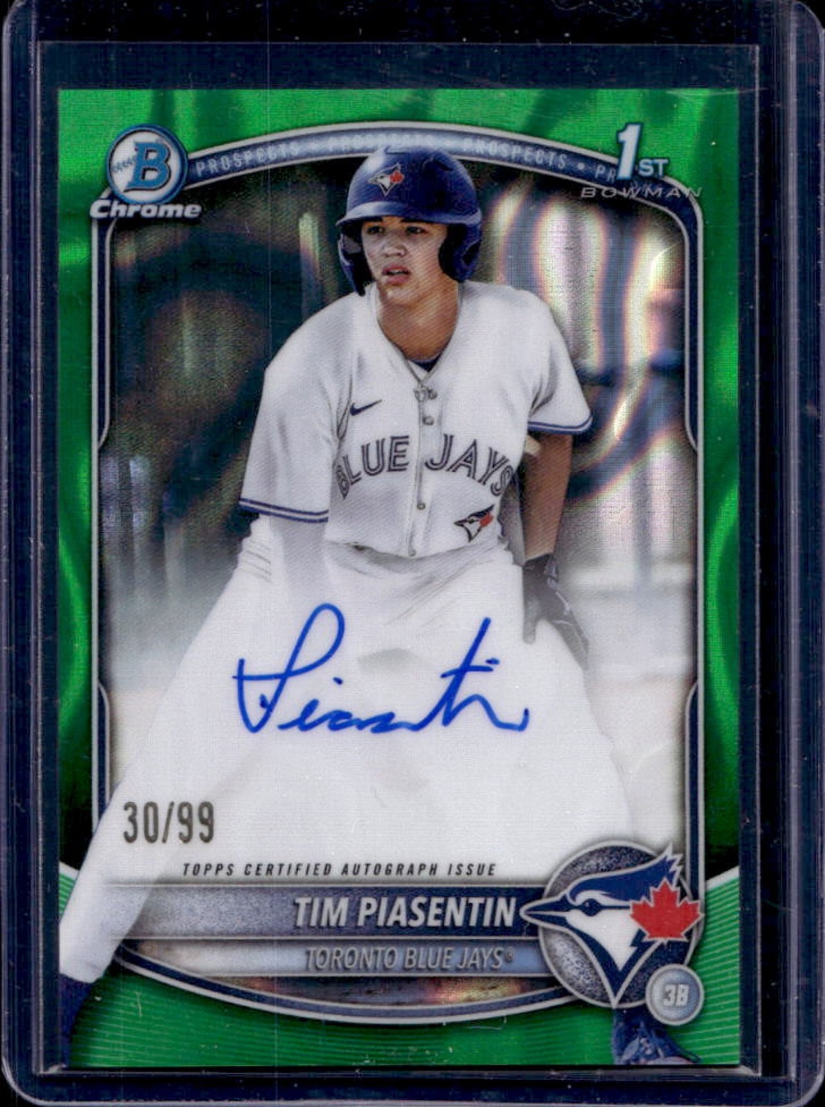 2025 Bowman Draft Tim Piasentin Chrome Auto Green Lava Refractor 1st #/99