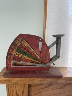 Vintage Red Jiffy Way ? Egg Scale Rustic Patina Farmhouse Decor Working