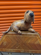 Vintage Leather Dachshund Brown Dog Large Plush Stuffed Animal High Quality 22  