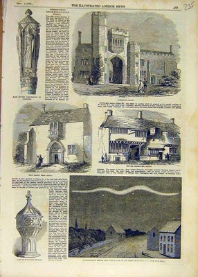 Original Old Antique Print 1853 Priory Montacute Yeovil Nash Meteor Dublin 19th