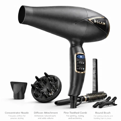 RIGWIG UK plug 2300W Professional Hair Dryer Cool Shot Diffuser Nozzle 3 Heat 2 Speed