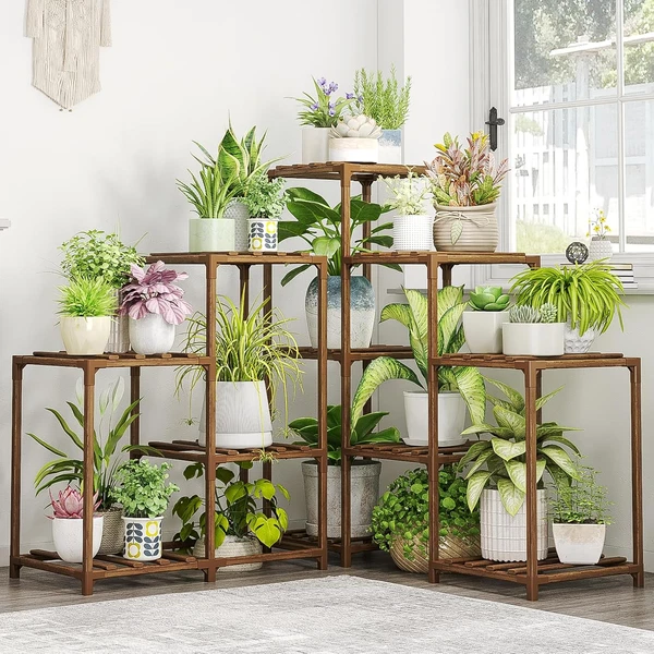 PflanzenstäNder Indoor Outdoor Ecke Pflanzenregal 5 Etagen 11 Topfblume-image