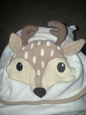 Hudson Baby Infant Cotton Animal Face Hooded Towel, Little Fawn Deer Lovey-