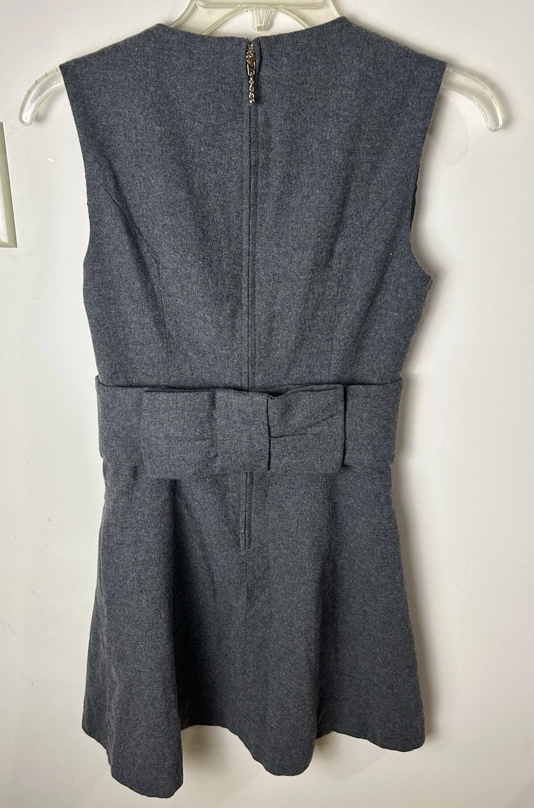 Abito Kate Spade grigio misto lana Marti fit e fiocco svasato taglia 2 venduto al dettaglio a $428