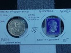 CB159: GERMAN 3rd Reich,Nazi, Silver Large Swastika 2 RMark, 6 PF ,Hitler Stamp — photo 1