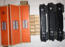 Lionel 3 black 6462 gondolas  1 red gondola partial boxes barrels for 2 cars