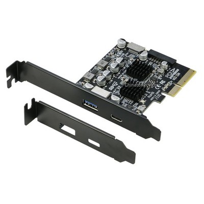 PCI-e x4 to USB 3.2 Gen1 Adapter Card: 20Pin + Type-E + 1xUSB 3.0 + 1x USB C