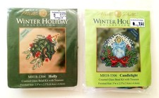 Mill Hill Winter Holiday HOLLY  CANDLELIGHT Counted Bead Magnet Kits NEW Lot -2