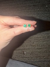 Emerald Earrings 10k gold with stamp, cubic z...