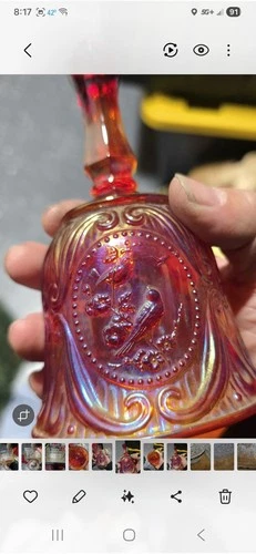 Red Iradescent Carnival Glass Bell I Believe It Is Fenton