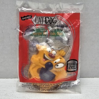 Vintage 1990s Nickelodeon CatDog Keychain Digital Watch Burger King Flocked 1999