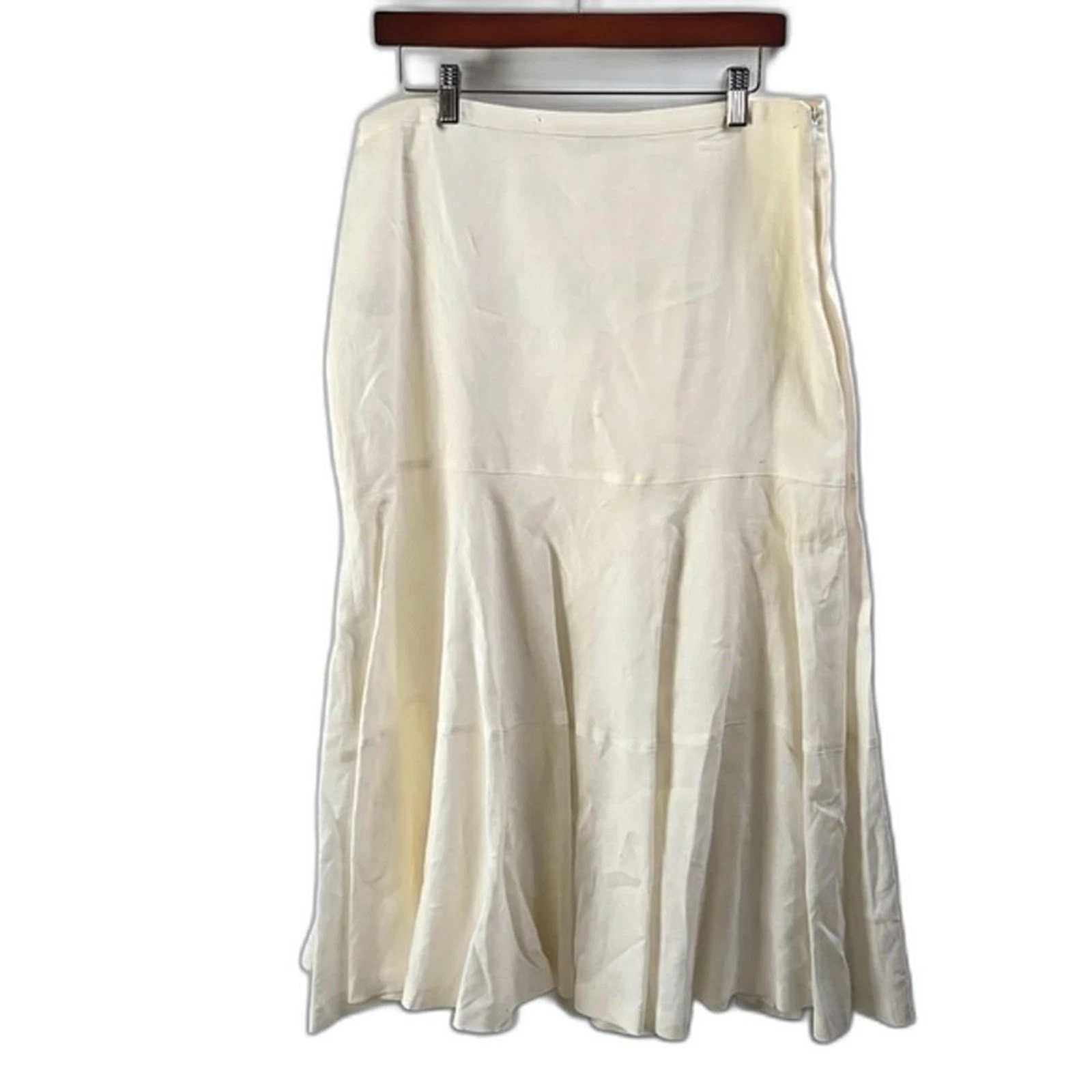 Ann Taylor Women's Cream Lined Flare Linen A-Line Skirt Career Sz 14