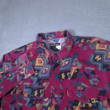 Vintage Frontier Series Shirt Men XL Red Tribal Abstract Button Western USA Made