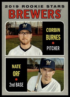 2019 Topps Heritage #88 Brewers 2019 Rookie Stars (Corbin Burnes / Nate Orf)