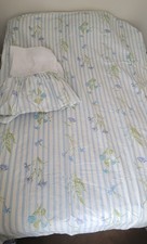 Laura Ashley Cornflower Stripe 2 Pc FULL / DOUBLE Floral Duvet Cover  Bedskirt