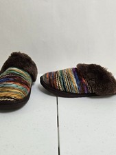 Lamo Women's Juarez Scuff Large Slippers Flats 7.5 8.5 Rainbow Brown Faux Fur