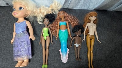 Disney Barbie Dolls Lot Of 5 Ariel, Anna, Elsa, Tiana, Antonio From Encanto
