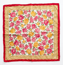 Vintage Christian Dior Floral Handkerchief 18x18 Roses Cotton Scarf