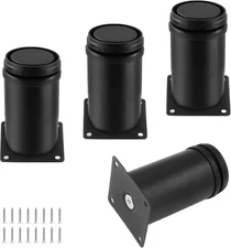 Set of 4 Stainless Steel Furniture Legs 3 Inch, Adjustable 3 inch, Black 