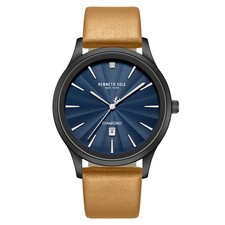 Kenneth Cole KCWGB0000375 Men's Watch Blue Dial Brown Leather Strap