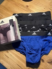 Mens Adidas Active Flex Cotton Three Pack Briefs Black/  Blue Size Small Sale