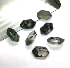 AAA Natural Top Quality Moss Agate Faceted Long Hexagon Shape Loose Gemstone