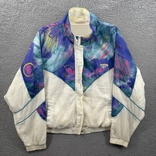 Vintage Reebok Windbreaker Jacket Womens Large Multicolor Pastel 90s VTG Track