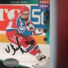 Valeri Bure signed 1993-94 Parkhurst rookie rc Montreal Canadiens Flames BENT