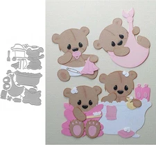 Baby Bear Embossing Metal Cutting Die Cuts, Baby Bear Embossing Stencils DIY Cra