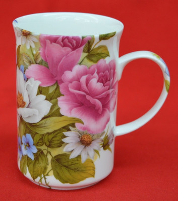 ST GEORGE - MADE IN UK - FLORAL FINE CHINA MUG - SOUND, VIBRANT CONDITION!