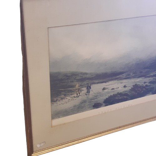 Douglas Adams "Trout Fishing" Antique Print 1893 River Landscape Framed Large image 2