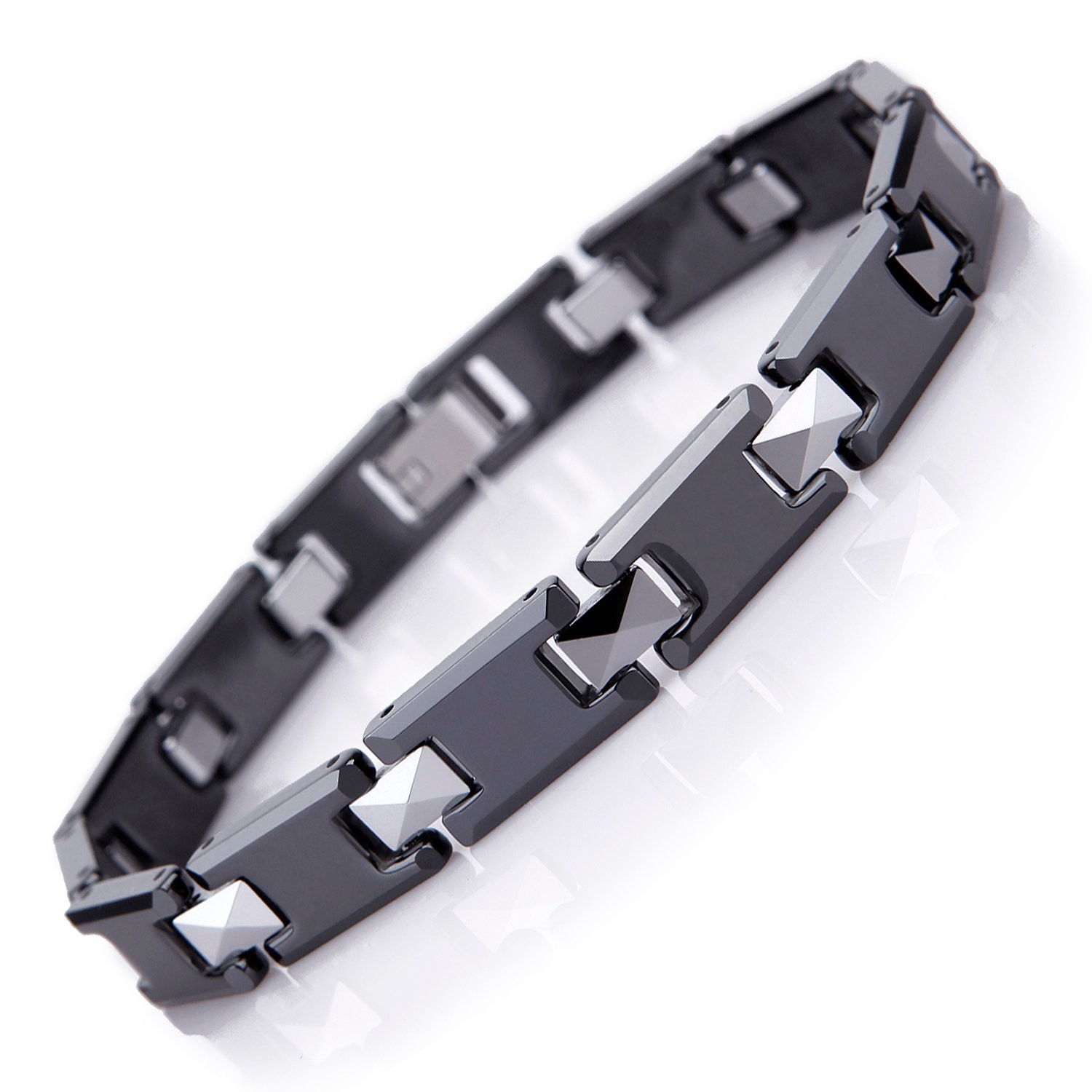 Men Tungsten Carbide Ceramic Bracelet Black Gold 8.3
