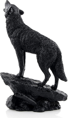 #ad Wildlife Howling Wolf Statue and Figurine Black Wolf Sculpture for Home Decor $26.84