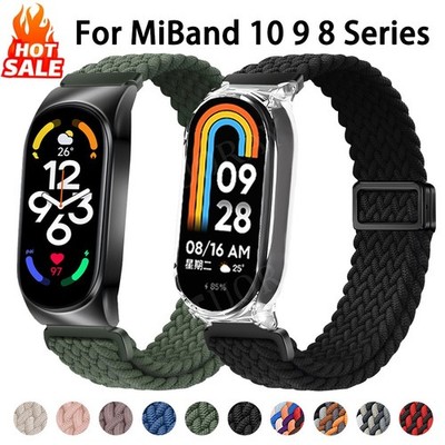 Strap+Case For Xiaomi Mi Band 10/9/8 NFC Magnetic Nylon Loop Watch Band Bracelet