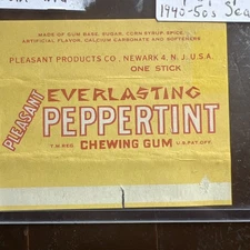 vintage Pleasant Everlasting PEPPERTINT Chewing Gum Wrapper one stick