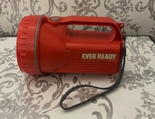 Vintage Eveready Large Red Torch Working with Strap Handle New Battery Floating