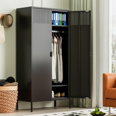 71'' Metal Armoire Wardrobe closet Furniture with Hanging Rail, Large Capacity