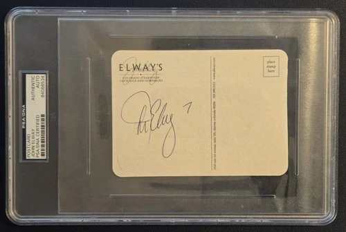 John Elway Signed Elway's Colorado Steakhouse Postcard Autograph PSA/DNA AUTO