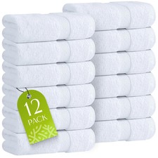 Wealuxe White Washcloths 12 Pack - 600 GSM 100 Ring-Spun Cotton Wash Cloths ...