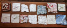 Lot 14 vintage handkerchiefs-batik,lace,handmade crochet border,etc.