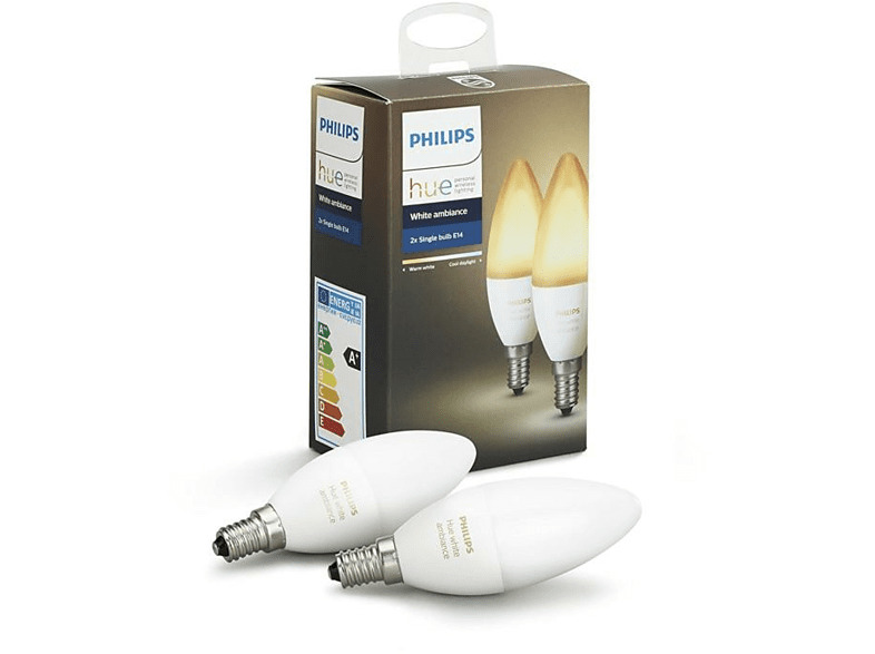 Pack 2 bombillas LED vela inteligentes E14 Philips Hue, l