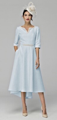 Gabriela Sanchez MOTB Pale Blue Jacquard dress with Gold Thread size 14 |  eBay UK