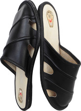 Slippers slippers mules size 46 real leather, Black